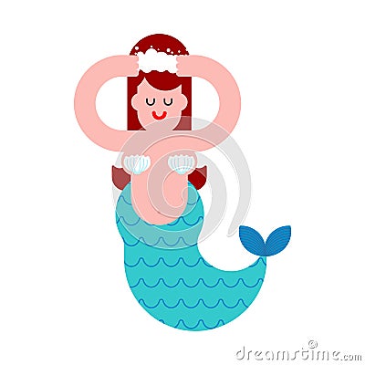 Mermaid washes. Mythical girl with fish tail. Vector illustration Vector Illustration