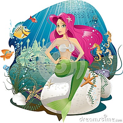 Mermaid World Cartoon Illustration