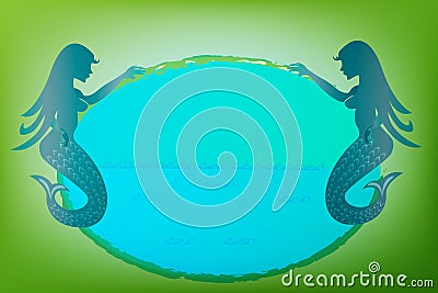 Mermaids under water icon logo Vector Illustration