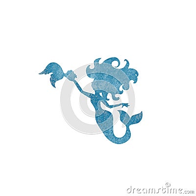 Mermaids watercolor silhouettes icons isolated Stock Photo