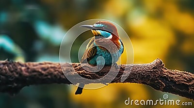 Merops apiaster closeup on a branch, Generative AI Stock Photo