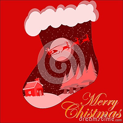 Merri Christmas Card With Magical Santa Vector Illustration