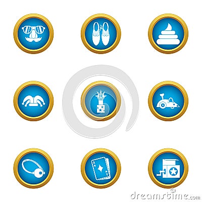 Merriment icons set, flat style Vector Illustration