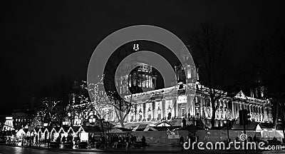 Merry Belfast City Hall, black and white Editorial Stock Photo