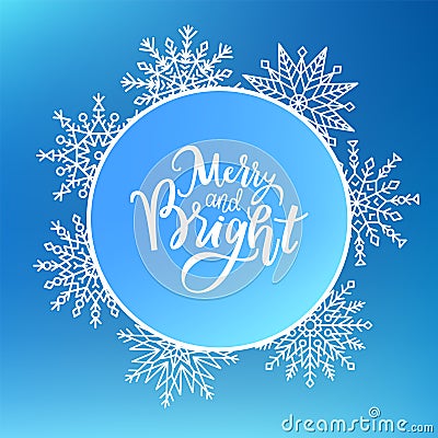 Merry and Bright Print, Lettering Text Vector Vector Illustration