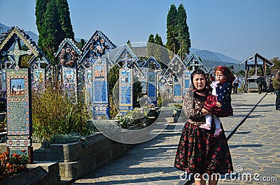 Merry Cemetery in Sapanta, Maramures County, Romania Editorial Stock Photo