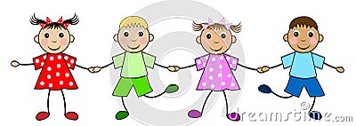 Merry children on a white background Vector Illustration