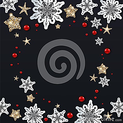 Merry Chistmas dark card Vector Illustration