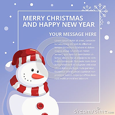 Merry Chistmas and Happy New Year Snowman Design Template Vector Illustration