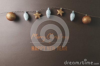 Merry Chrismas and Happy New Year, christmas ball hanging on the background Stock Photo