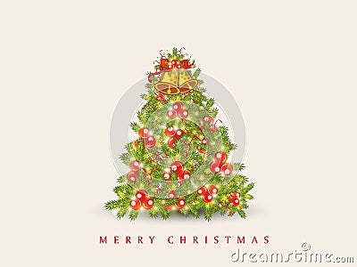 Merry Chrismtas celebration with Holly Tree. Stock Photo