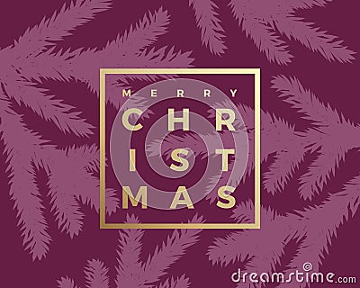 Merry Christmas Abstract Vector Classy Card. Modern Golden Typography in a Minimalism Frame. Vector Illustration