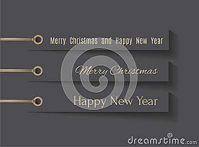 Merry Christmas andHappy New Year tags. Vector illustration Stock Photo