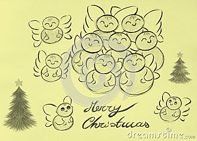 Merry Christmas Angels_2 Cartoon Illustration