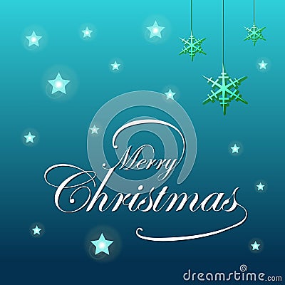 Merry Christmas background with colorful lights and shining snowflakes Cartoon Illustration