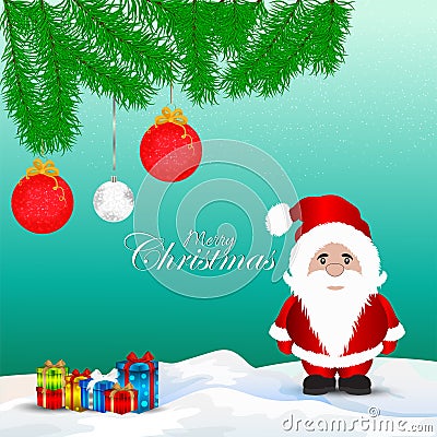 Merry christmas background with creative vector illustration of santa clous Cartoon Illustration