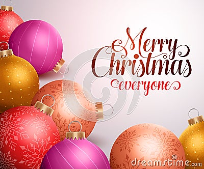 Merry christmas background design with colorful christmas balls Vector Illustration