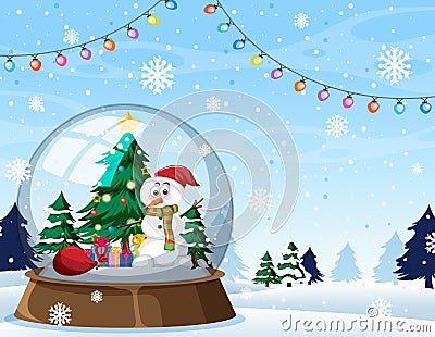 Merry Christmas background template with snowdome Vector Illustration