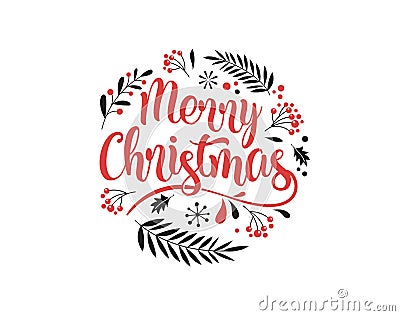 Merry Christmas Background with Typography, Lettering. Greeting card, banner and poster Vector Illustration