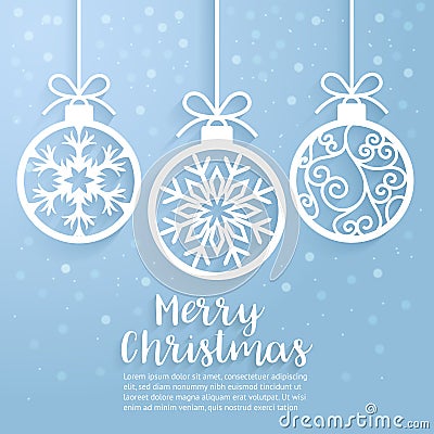 Merry Christmas ball paper cut art. Vector illustration. Vector Illustration