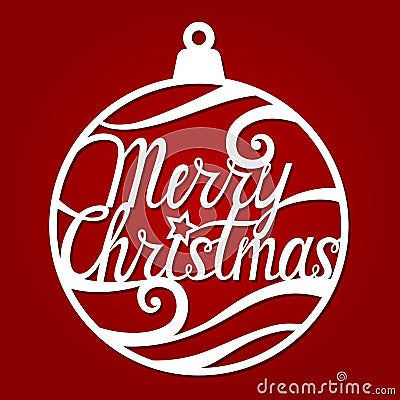 Merry Christmas ball template for laser and paper cutting. Vector Vector Illustration