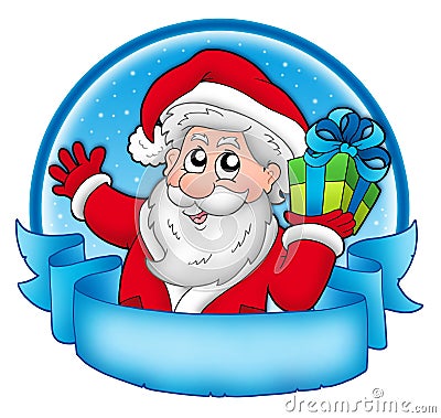 Merry Christmas banner with Santa Cartoon Illustration
