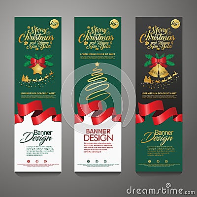 Merry Christmas banner vertical background, vector illustration Vector Illustration