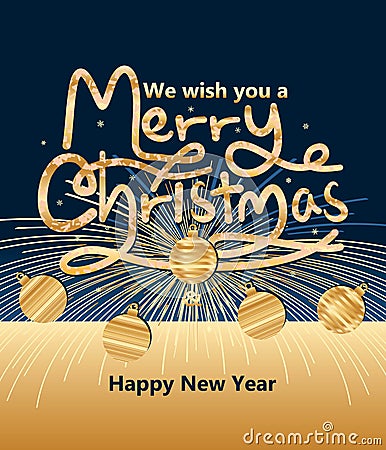 Merry Christmas bring firework New Year Vector Illustration