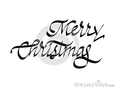 Merry Christmas calligraphic hand drawn lettering Vector Illustration