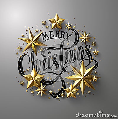 Merry Christmas Calligraphic Lettering Vector Illustration