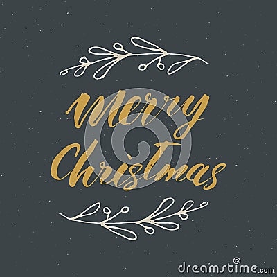 Merry Christmas Calligraphic Lettering. Typographic Greetings Design. Calligraphy Lettering for Holiday Greeting. Hand Drawn Lette Vector Illustration