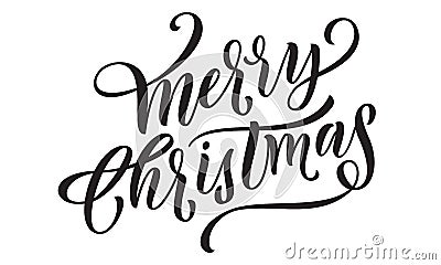 Merry Christmas calligraphy lettering, Xmas holiday greeting card text quote Vector Illustration