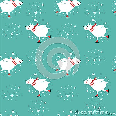 Christmas card with Santa, tree. snowman, deer and penguin., Stock Photo