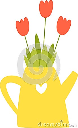 Cute tulips bouquet vector illustration isolated on white background. Spring flowers in a garden sprinkler design Vector Illustration