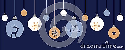 merry christmas card with hanging ball decoratoin Vector Illustration