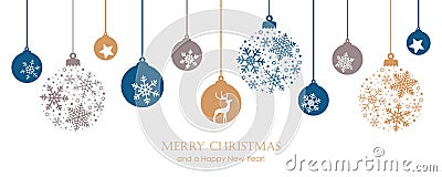 merry christmas card with hanging ball decoratoin Vector Illustration