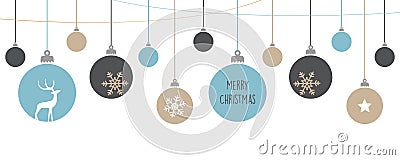 merry christmas card with hanging ball decoratoin Vector Illustration