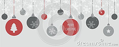 merry christmas card with hanging ball decoratoin Vector Illustration