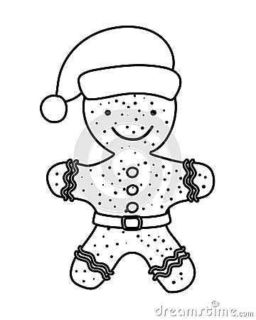 Merry christmas card with sweet ginger cookie Vector Illustration