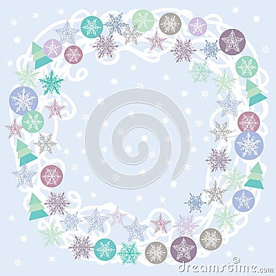 Merry Christmas Card, turquoise, lilac and purple Vector Illustration