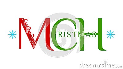 Merry Christmas - colorful letters with snowflakes Vector Illustration