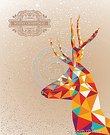 Merry Christmas colorful reindeer shape background. Vector Illustration