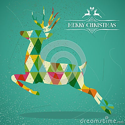 Merry Christmas colorful reindeer shape. Vector Illustration