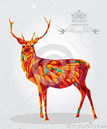 Merry Christmas colorful reindeer shape. Vector Illustration