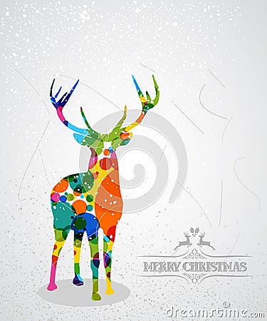 Merry Christmas colorful reindeer shape. Vector Illustration