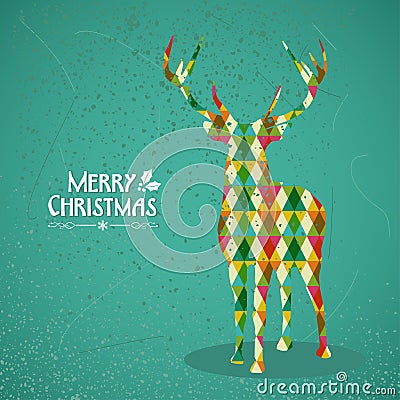 Merry Christmas colorful reindeer shape. Vector Illustration