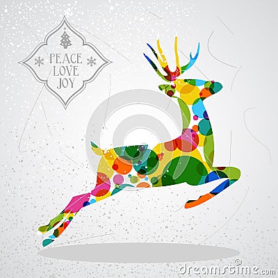 Merry Christmas colorful reindeer shape. Vector Illustration