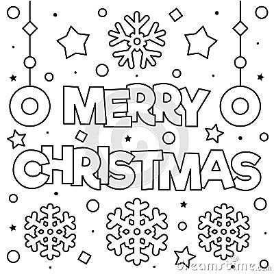 Merry Christmas. Coloring page. Black and white vector illustration. Vector Illustration