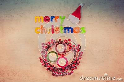 Merry Christmas concept with text on background Stock Photo