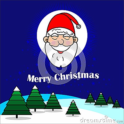 Merry Christmas creative banner . Santa Claus Vector Illustration